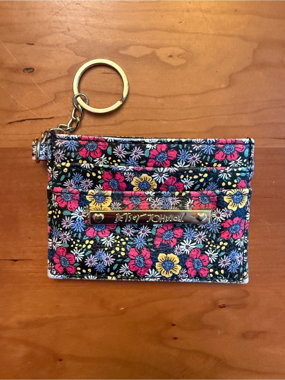 Betsey Johnson Floral Card Wallet with Key Chain